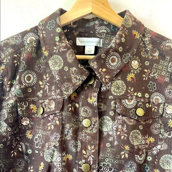 Christopher & Banks Jacket XL Brown Paisley Boho Print - Picture 5 of 7